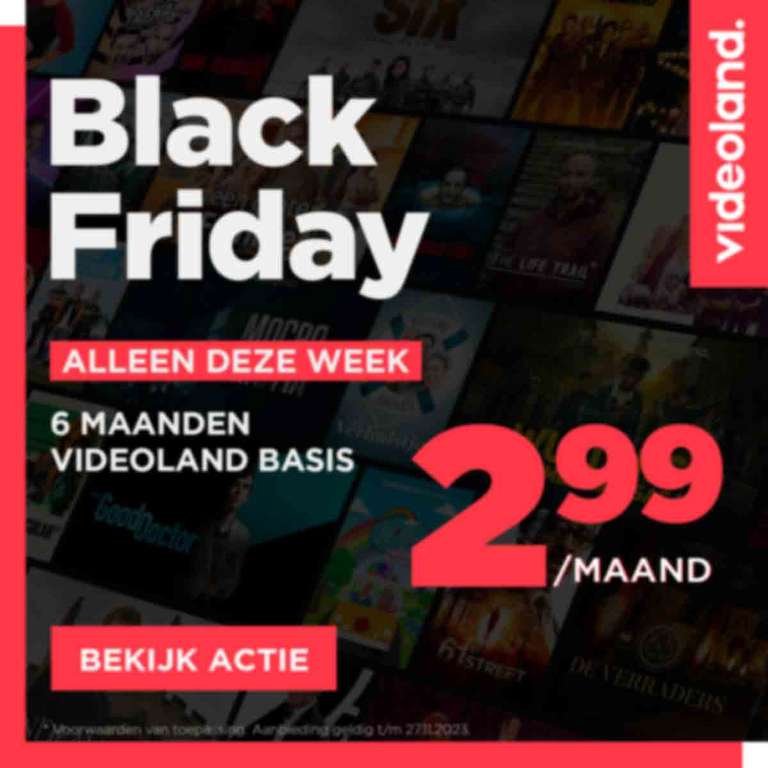 Max. 6 maanden Videoland voor €2,99 per maand ipv €4,99 per maand @ Videoland