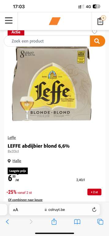 [GRENSDEAL BELGIË COLRUYT & CARREFOUR] Leffe bier 50% korting