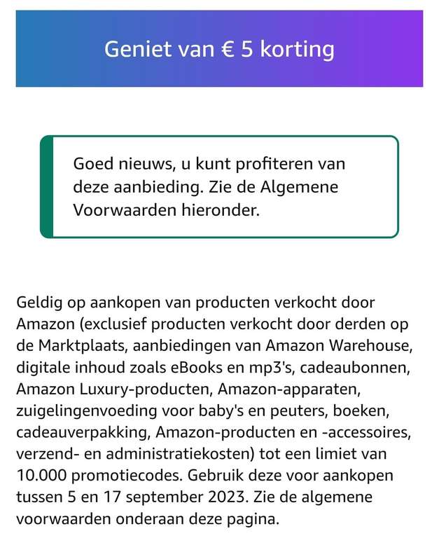 €5 korting bij besteding vanaf €15 op Amazon.es