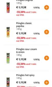 [GRENSDEAL BELGIË] Pringles 185 gr voor €0,75 per bus (vanaf 3 stuks) @ Colruyt