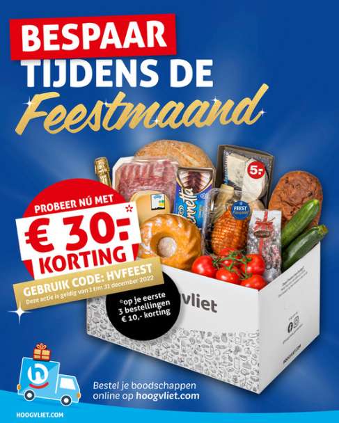 €10 korting per bestelling op je eerste 3 bestellingen bij Hoogvliet