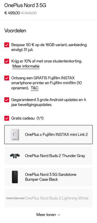 OnePlus Nord 3 Pre-order 16 GB RAM + 256 GB Storage met GRATIS Fujifilm INSTAX