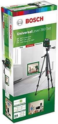 Bosch kruislijnlaser UniversalLevel 360 Set (horizontale 360° laserlijn+verticale laserlijn, groene laser, 4x AA, met statief, in een doos)